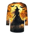 thumbnail image 5 of Kilaqueen Womens Halloween Tops 3/4 Length Sleeve Crewneck Casual Scary Funny Witch Graphic Shirts Vintage Festival Pumpkin Ghost Bat Tunic Tops, 5 of 5