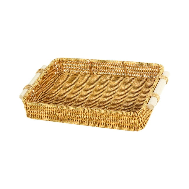 Organizador de mesa, decoración del hogar, bandeja de almacenamiento, plato de frutas, tejido de ratán de imitación 295 cm x 20 cm x 5 cm