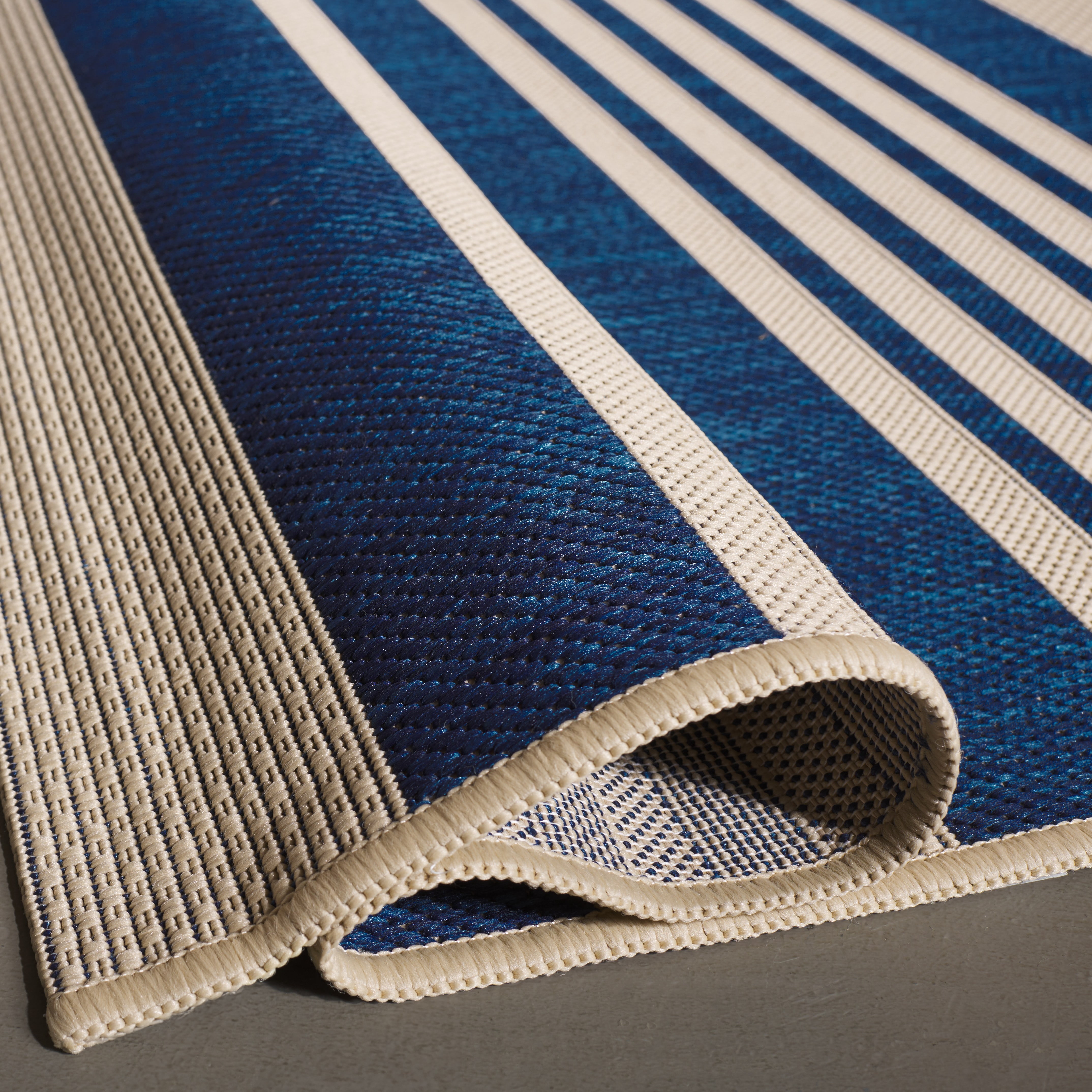Safavieh Courtyard Caroline Striped Indoor/Outdoor Runner Rug, Navy/Beige, 2'3" x 18'