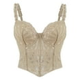thumbnail image 4 of Fiaer Lace Corset for Women V Neck Bustier Tops with Underwired Racerback Adjustable Strap Crop Top Khaki XL, 4 of 4