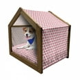 thumbnail image 1 of Fruits Pet House, Girls Design Pattern Pinkish Fruit in Doodle Style, Outdoor & Indoor Portable Dog Kennel with Pillow and Cover, 5 Sizes, Dark Coral Pale Pink, by Ambesonne, 1 of 5