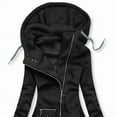 thumbnail image 2 of ZEHJUHAN Women's Urban Motion Jacket: Slim-Fit Zip Hoodie with Pleated Detail & Adjustable Drawstring Black，XL, 2 of 4