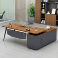 thumbnail image 4 of Modern Computer Office Desk Single Drawers Wood Designer Professional Desk Tables Studio Mesa Para Computador Home Furniture My Lux Decor Round, 4 of 11