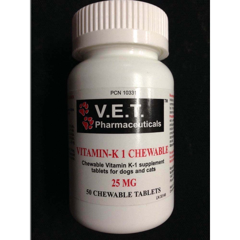 Chewable Vitamin k1 supplement tablets for Dogs and Cats 50 mg