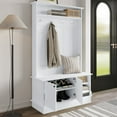 thumbnail image 2 of Castle Place Modern Hall Tree with Storage Cabinet, White, 2 of 11