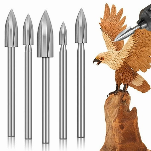 5 PCS Wood Carving Drill Bits Set, 1/8In Shank Rotary Tool Accessories for Engraving,Diamond Drill Bits for DIY Wood