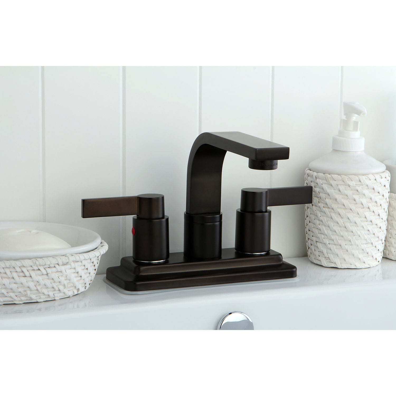 Kingston Brass KB8465NDL NuvoFusion 4-Inch Centerset Bathroom Faucet, Oil Rubbed Bronze