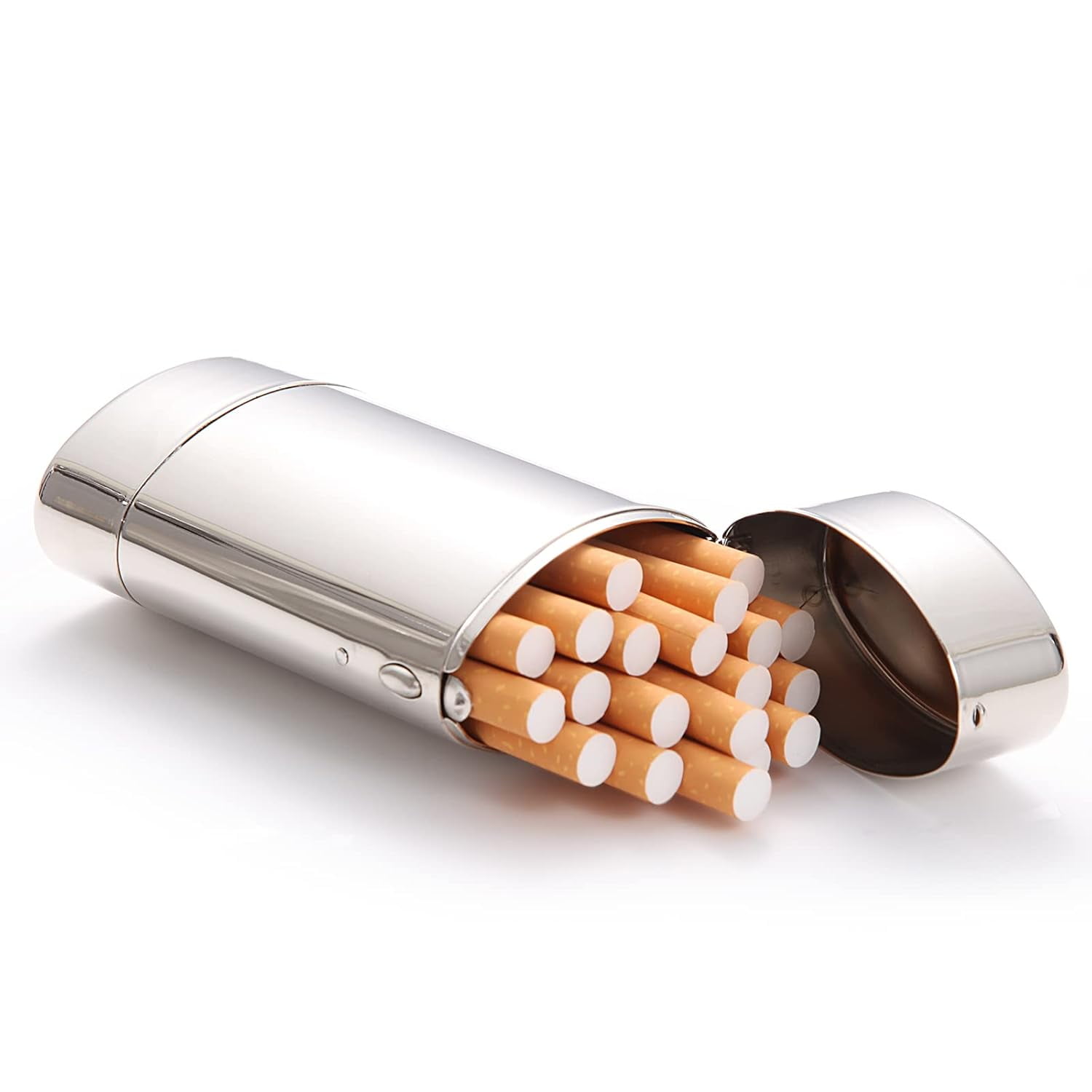cigarette pill case Small Leather Pocket Oval Metal Cigarette case/Cigarette Box