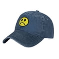 thumbnail image 3 of DouZhe Adjustable Washed Cotton Baseball Cap - Sad Face Prints Vintage Dad Hat Unisex Sports Caps (Blue), 3 of 6