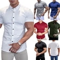 thumbnail image 4 of Sunloudy Camisa casual para hombre, color sólido, manga corta, cuello de solapa, ajuste delgado, tops de ocio con botones Sunloudy moda, 4 of 4