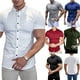 thumbnail image 4 of Sunloudy Camisa casual para hombre, color sólido, manga corta, cuello de solapa, ajuste delgado, tops de ocio con botones Sunloudy moda, 4 of 4