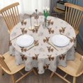 thumbnail image 3 of Beige Highland Cow Flower Pattern Round Tablecloth 60"x60",Wrinkle Wipeable Table Cloth for Kitchen Dining Room Picnic Patio Party, 3 of 6