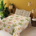 thumbnail image 2 of Ambesonne Food Emoji Fitted & Top Sheet Set with Sham, Avocado Toast Characters, Champagne Mustard and Ivory, 2 of 5