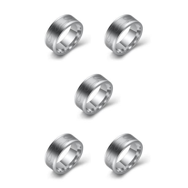 Minnieouse Anillo de acero inoxidable de 8mm, anzuelo Unisex, superficie Irregular, bucle de pesca, joyería de estilo Simple para el Día del Type2 NO2