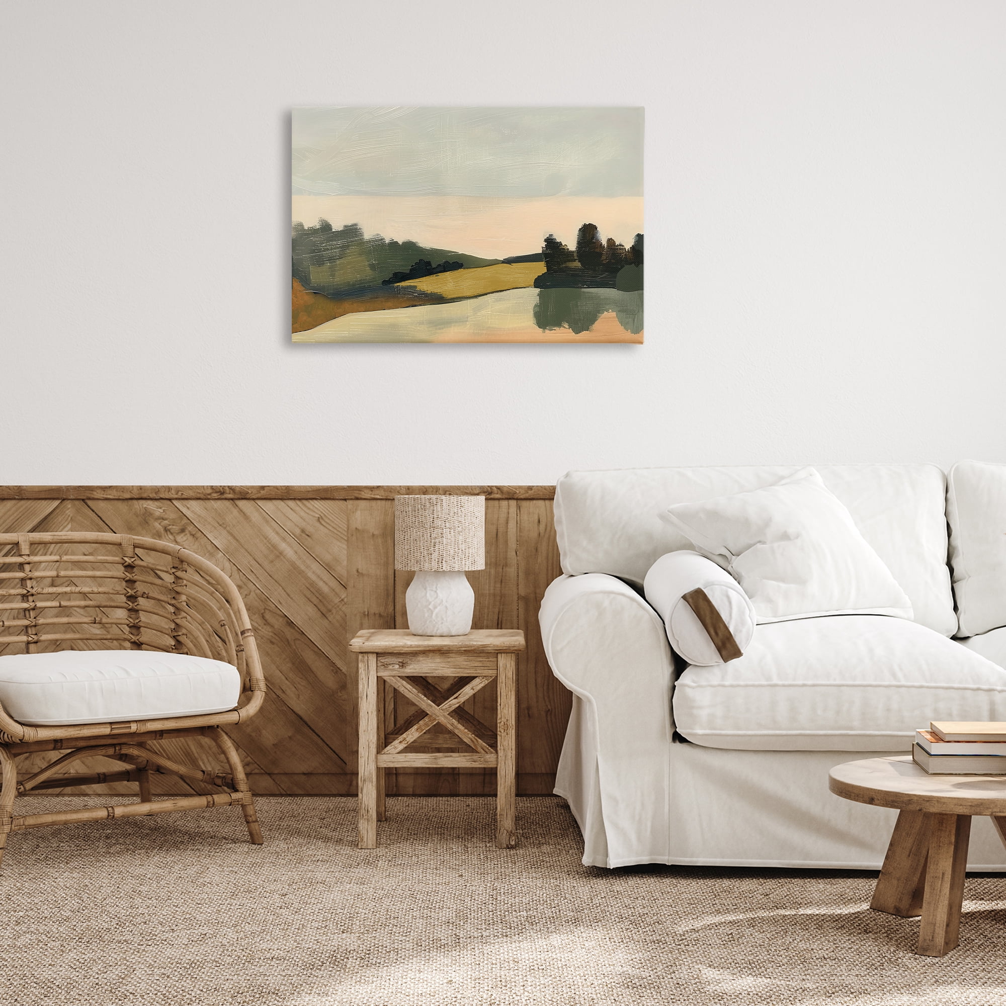 Stupell Industries Curving Green Hills Landscape & Nature Painting Wrapped Canvas Art Print Wall Art, 30 x 20