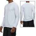 thumbnail image 4 of Weilanxin Long Sleeve Swim Shirts for Men Sun Protection Shirt Running Rashguard UPF 50+ UV Swimwear Athletic Workout White Size L, 4 of 7