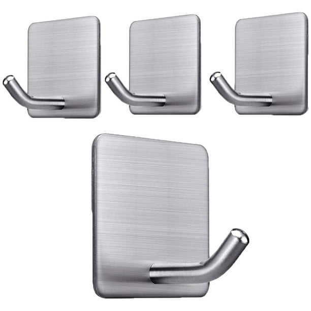 Paquete de 4 ganchos adhesivos resistentes para pegar en la puerta de la pared del armario de acero inoxidable para toallas, ganchos para ropa, soportes autoadhesivos para colgar cocina, baño, hogar Vhermosa OTTO-LKX-2516