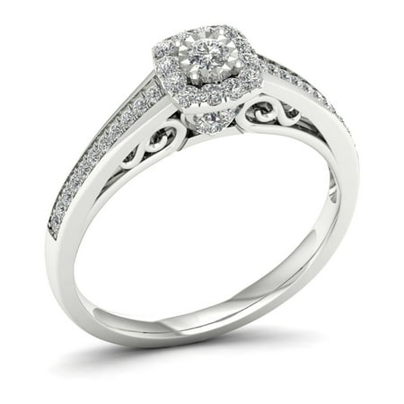 Imperial 3/8ct TDW Diamond 10K White Gold Halo Engagement Ring
