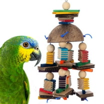 Super Bird Creations SB1224 Coconut Mobile Bird Toy - Satisfies Chewing Instincts - Ringnecks Medium Conures Parrots African Grey - Encourages Beak Exploration - Ideal for Medium to Large Bird Size