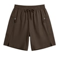 thumbnail image 6 of Women's Bermuda Athletic Running Shorts Quick-Dry Lightweight Workout Slit Hem Shorts with Zipper Pockets No Liner Brown, 6 of 9