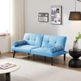 thumbnail image 6 of 65.7" Convertible Sofa Bed, Linen 2 Seater Couches with Solid Wood Legs, Modern Loveseat Sofa Bed for Living Room, Bedroom, Apartment, 6 of 8