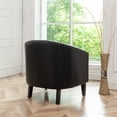 thumbnail image 3 of 29" W Modern Faux Vegan Leather Barrel Chair, PU Upholstered Tufted Accent Club Chairs with Nailhead Trim, Small Armchair for Living Room Bedroom Apartment Lounge Nursery, Jet Black, 3 of 13