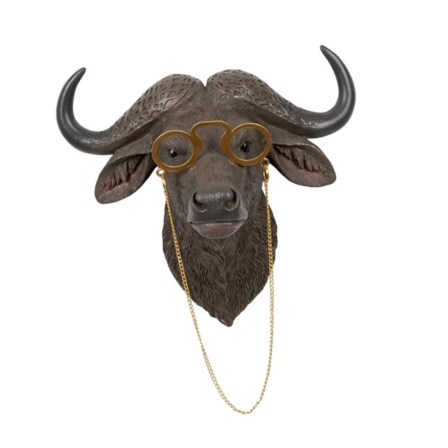 Escultura de pared con cabeza de animal, colgante individual, cabeza 3D, soporte de pared, fondo para TV pequeño Marrón