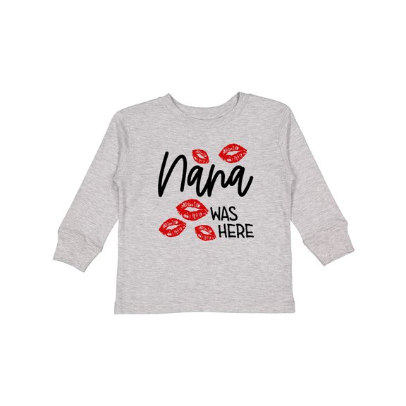 Inktastic Nana Was Here Red Kisses Boys or Girls Long Sleeve Toddler T-Shirt