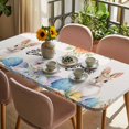 thumbnail image 3 of Happy Easter Table Cloths for 3 Foot Rectangle Tables, Spring Watercolor Bunny Eggs Flowers Beige Patio Waterproof Elastic Fitted Tablecloths, Washable Rectangular Table Cover for Camping, 3 of 8