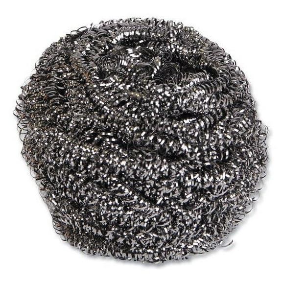Boardwalk Stainless Steel Scrubber, Large Size, 2.5 x 2.75, Steel Gray, 12/Carton, Each