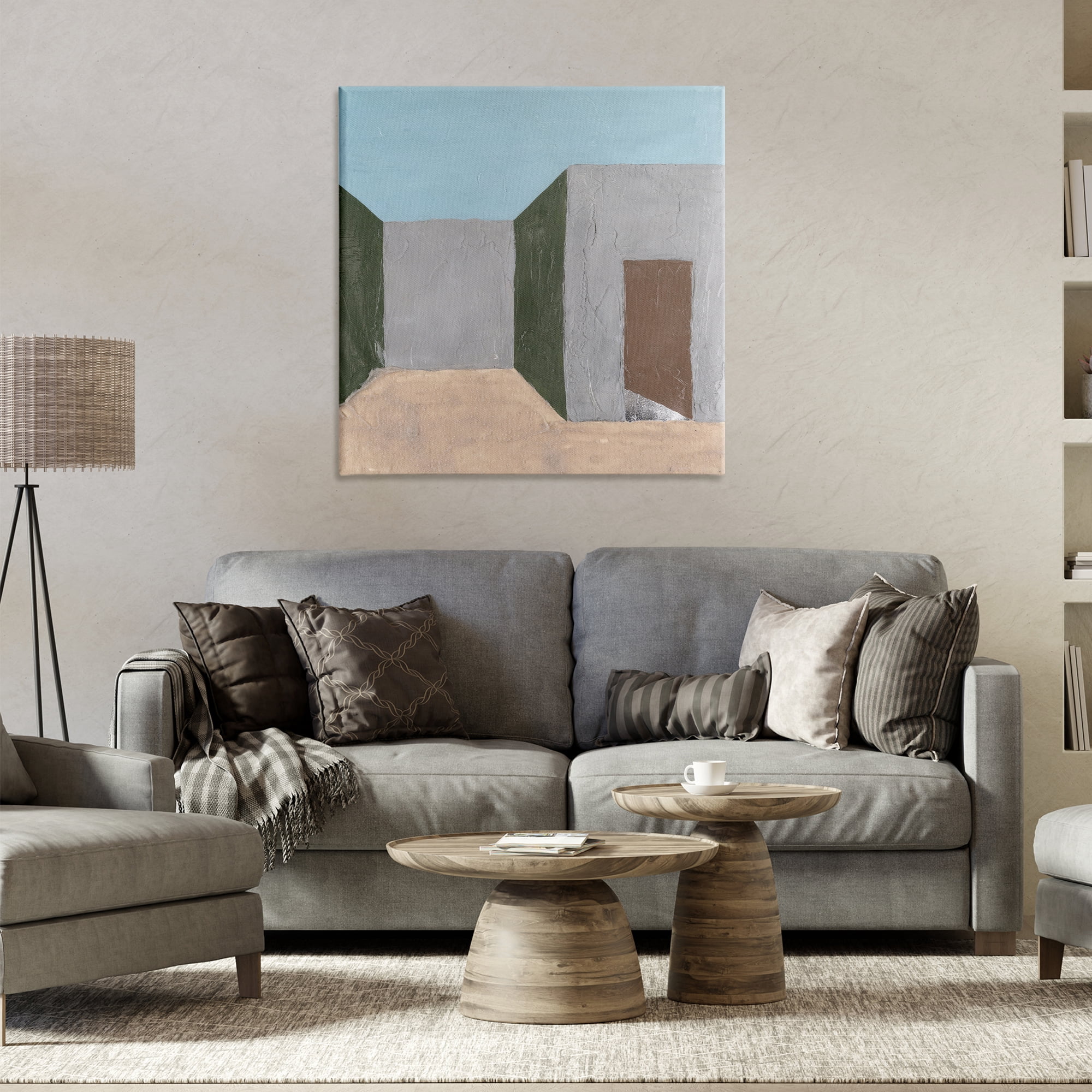 Stupell Industries Grey Rustic Building Buildings & Architecture Painting Wrapped Canvas Art Print Wall Art, 30 x 30