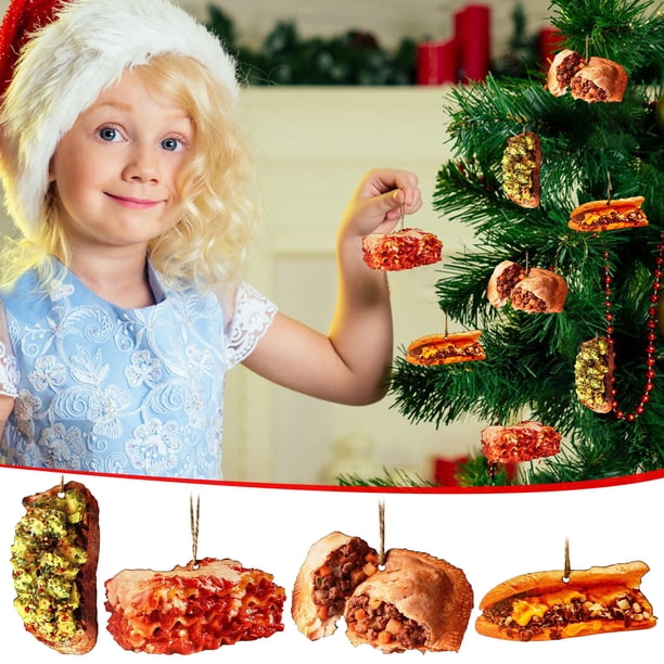 Adornos Navideños: Juego de Cruasanes y Pizza, Divertidos Adornos Navideños para El Árbol de Navidad, Colgantes para El Hogar, Fiestas de Cumpleaños y Navidad.