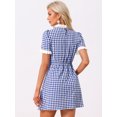 thumbnail image 4 of DARING DIVA Ruffle Neck Contrast Panel Color Vintage Dresses S Blue White, 4 of 6