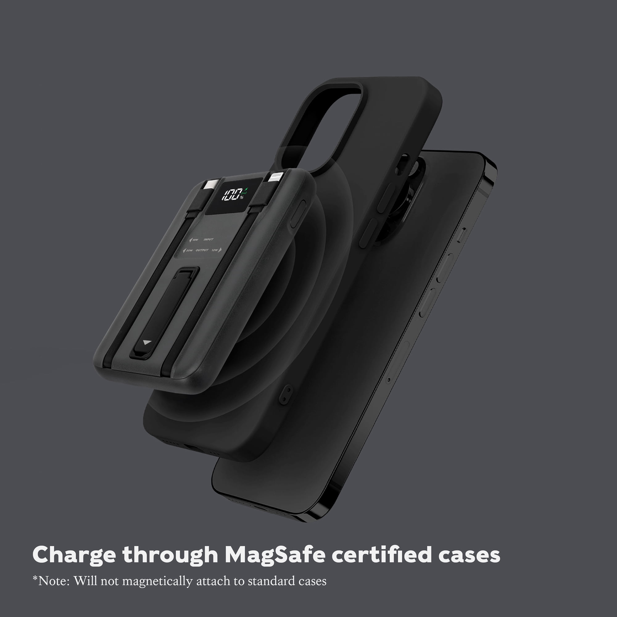 Swiss Tech 10000mAh wireless magnetic power bank, fast charging portable charger for iPhone 12+