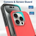 thumbnail image 5 of Decase for iPhone 16 Pro Max Rugged Case, Shockproof Heavy Duty Hybrid Protection Hard PC Shell Flexible TPU Bumper, Military Grade Drop Proof Durable Protective Case with Screen Protector,Red, 5 of 5