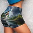 thumbnail image 4 of Yiaed Largemouth Bass Jumping Out of The Water Print Women's Athletic Shorts Running Shorts Sporty Short High Waisted Elastic Workout Shorts for Yoga Gym Running & Sports -Medium, 4 of 7