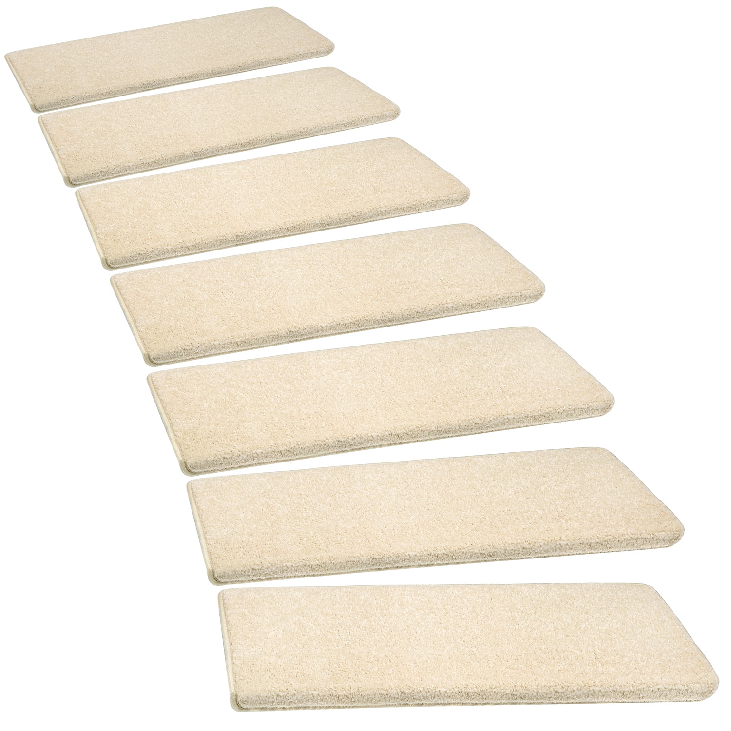 PURE ERA Carpet Stair Treads Set of 14 Non-Slip Self Adhesive Bullnose Indoor Stair Protectors Pet Friendly Rugs Covers Mats Skid Resistant Tape Free Soft Washable Grey 9.5 x 30x1.2 