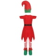 thumbnail image 3 of Aislor Christmas Elf Outfit for Girls 5Pcs Santa Helper Dress Suit with Hat Shoes Belt Striped Socks Red 120cm, 3 of 7