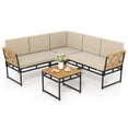 thumbnail image 2 of Costway 4 Piece Outdoor Sectional Sofa Set L-Shaped Metal Conversation Set with Cushions, 2 of 10