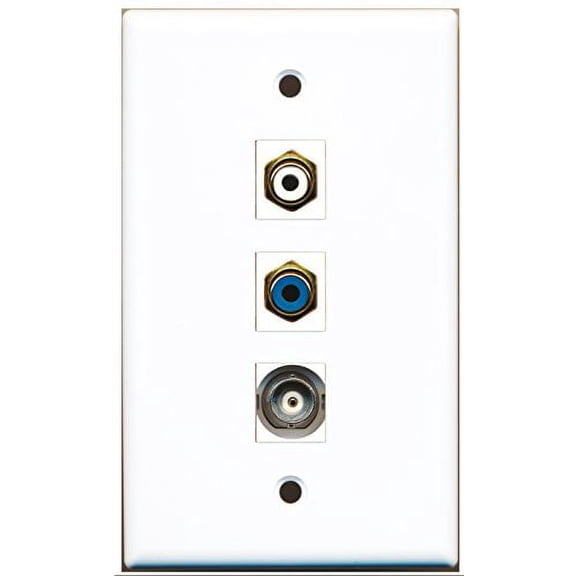 RiteAV - 1 Port RCA White and 1 Port RCA Blue and 1 Port BNC Wall Plate