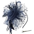 thumbnail image 4 of Elegant Faux Feather Mesh Fascinator Hat with Flower Embellishments.（crimson）, 4 of 5