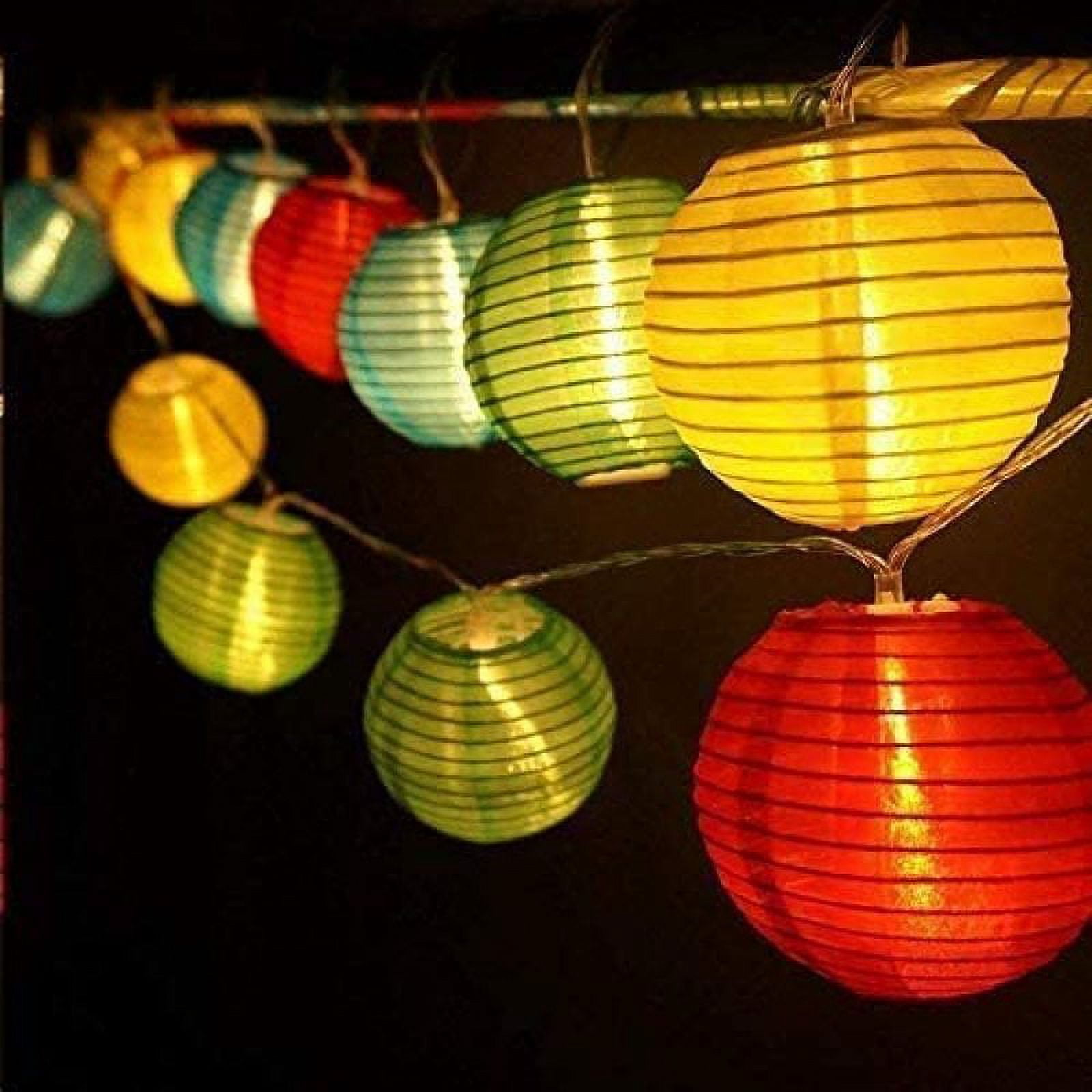 Lantern String Lights, Solar Powered Outdoor Patio Decoration, 100% Waterproof Nylon Fabric Lanterns for Bistro, Party, Easy Installation