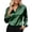 Dark Green, variant on Womens Elegant Solid Color Satin Shirt V Neck Long Sleeve Casual Comfortable Blouse Dark Green L