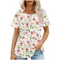 thumbnail image 2 of Drppepioner T-Shirt à Manches Courtes Col Rond pour Femmes, Blouse à Manches Courtes Imprimée à la Mode pour Femmes, Design Plissé Décontracté d'Été, 2 of 5