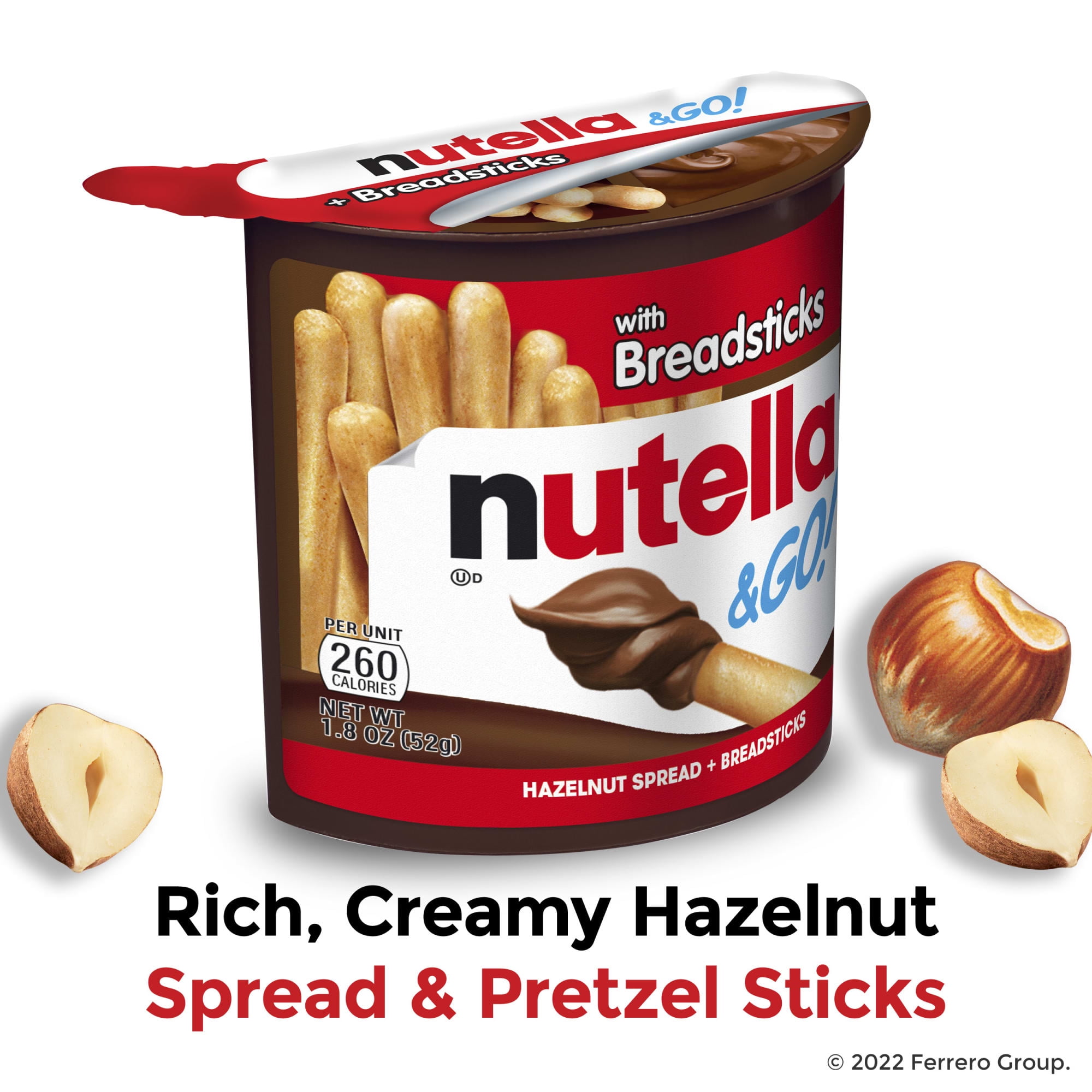 Nutella & Go Chocolate Hazelnut Spread with Breadsticks, 1.8 Oz (Pack of 48)