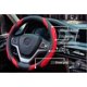 thumbnail image 3 of Car Steering Wheel Cover - Leather Steering Wheel Cover Universal Size M 37-38cm /14.5-15inch, Anti-slip, Breathable, red, 3 of 5
