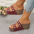 thumbnail image 7 of Hopeusnice Wedges Shoes for Women Non-Slip Pu Summer Shoes Breathable Open Toe Women's Wedges Shoes Thick-Soled Wedge Heel Soft Trendy Shoes for Beach Lightweight Walking Shoes Wine 38, 7 of 7