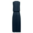 thumbnail image 3 of USSUMA Dresses for Women 2025 Casual Spring Summer Dresses Sleeveless Crew Neck Casual Solid Color Split Maxi Dress Elegant Skirt Breathable Dress School Clearance Sale Navy Dress Size-XL, 3 of 4