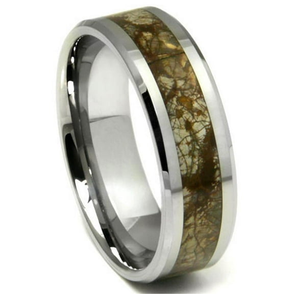 Titanium Kay Tungsten Carbide Earth Riverstone Inlay Comfort Fit Mens Wedding Band Ring Sz 10.0