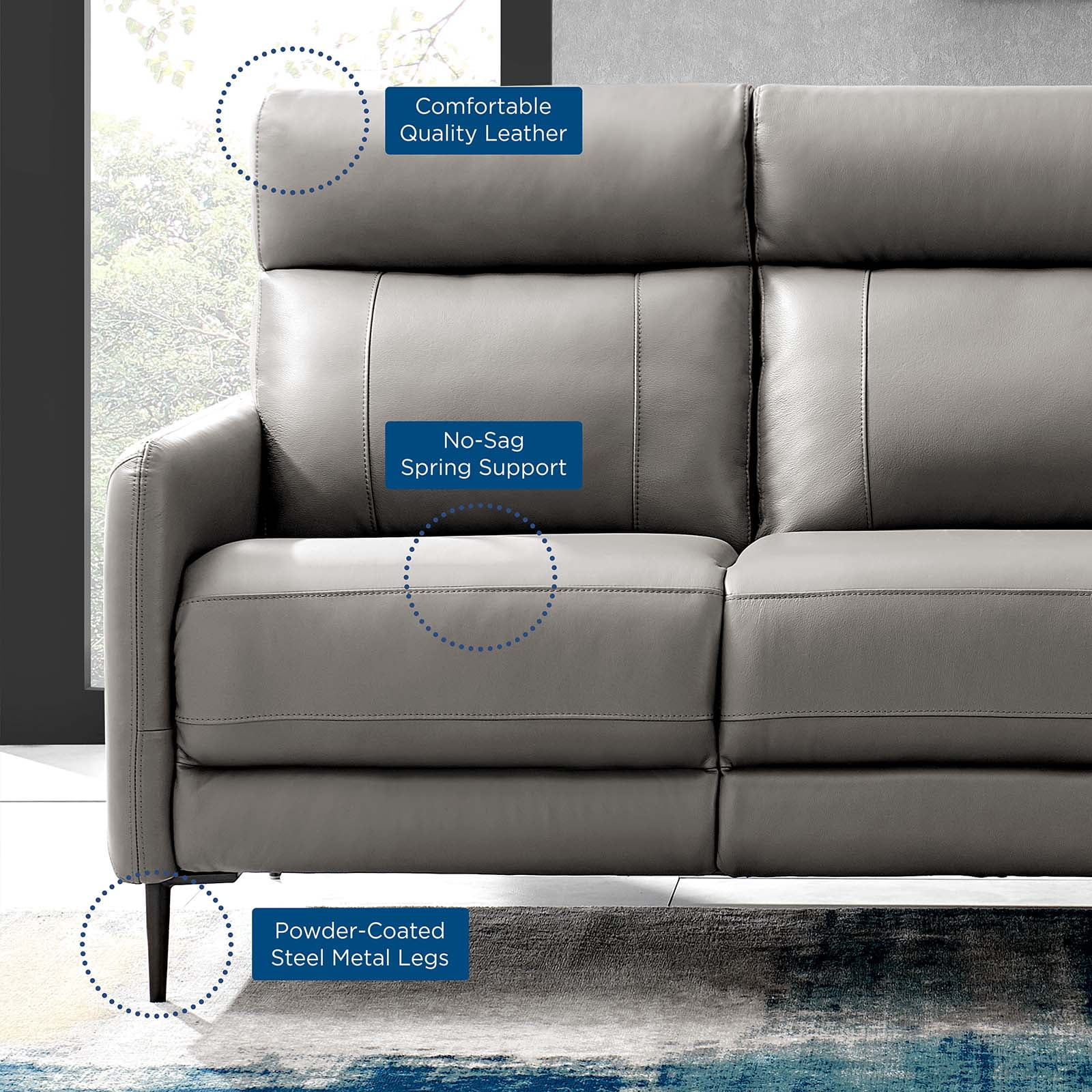 Regine leather 2024 power reclining sofa
